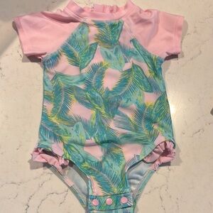 Tropical Pink and Green Kids Swimwear